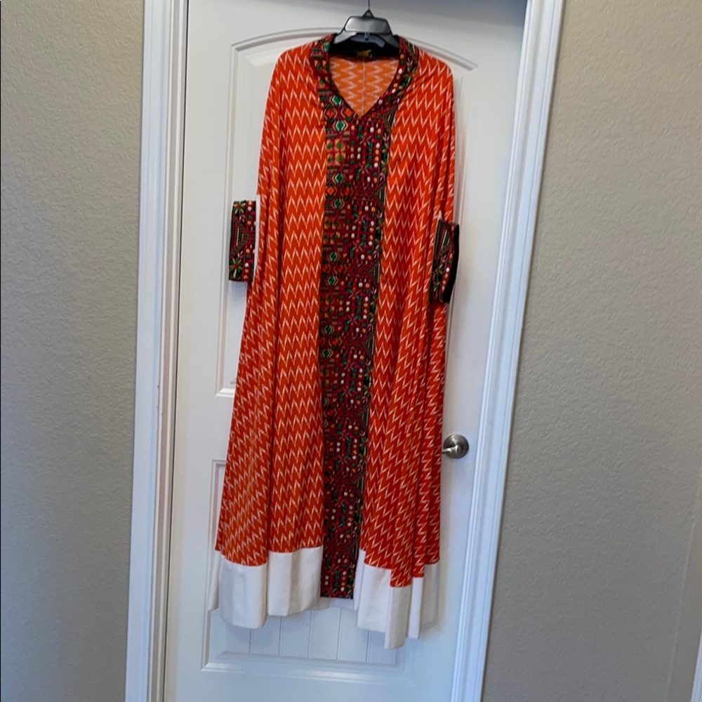 Elegant Orange and White Women's Dress